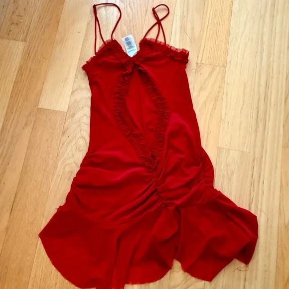 Jaded London Short Red Ruched Dress, size 4 - Picture 3 of 8